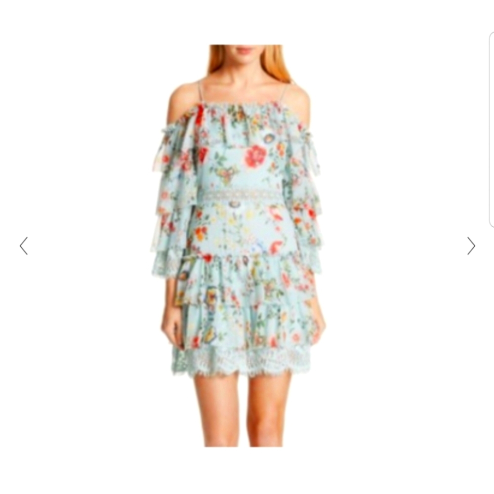 Alice & Olivia cold shoulder ruffle dress